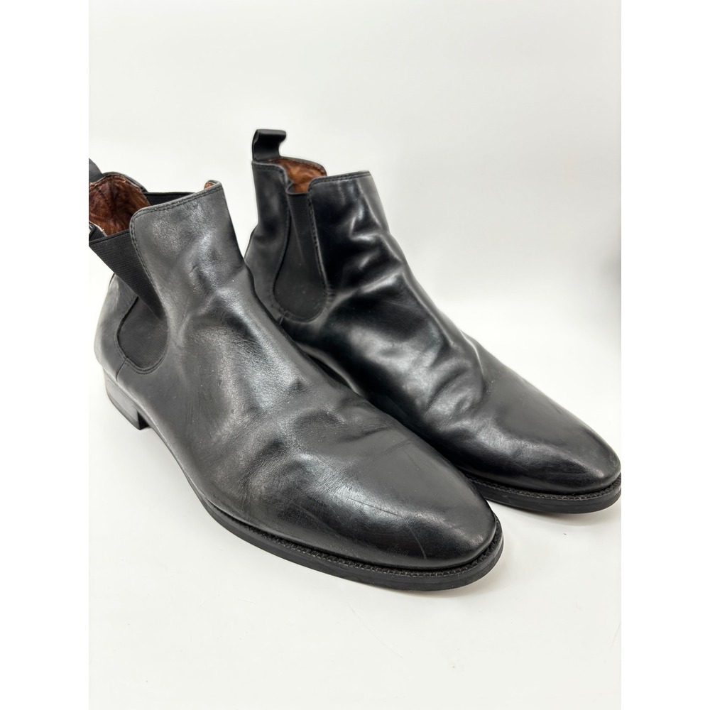 Winthrop Mens Black Leather Chelsea Boots Ankle Pull On Size 12 Classic Style